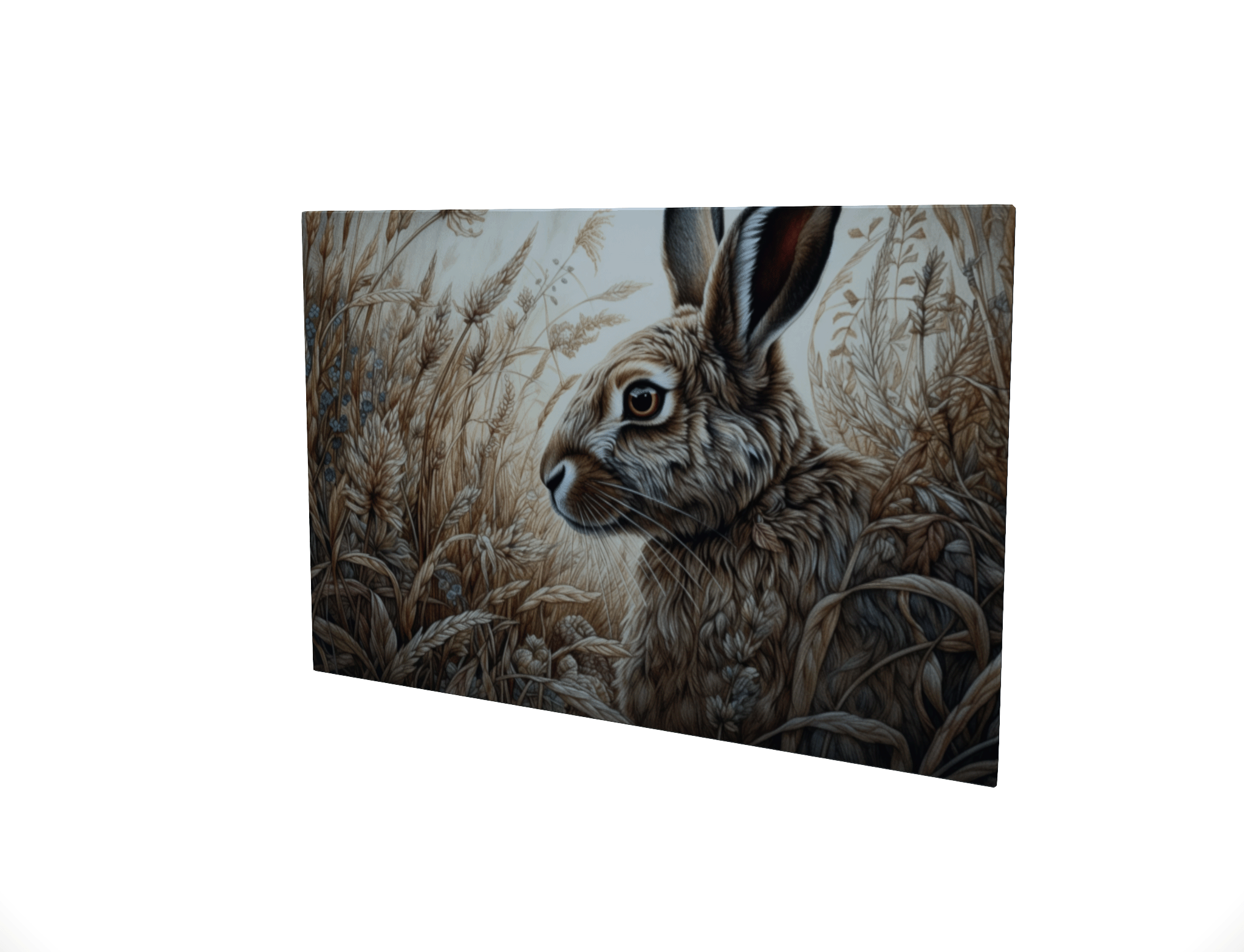 Hare in Corn Field... Glossy Aluminium Print